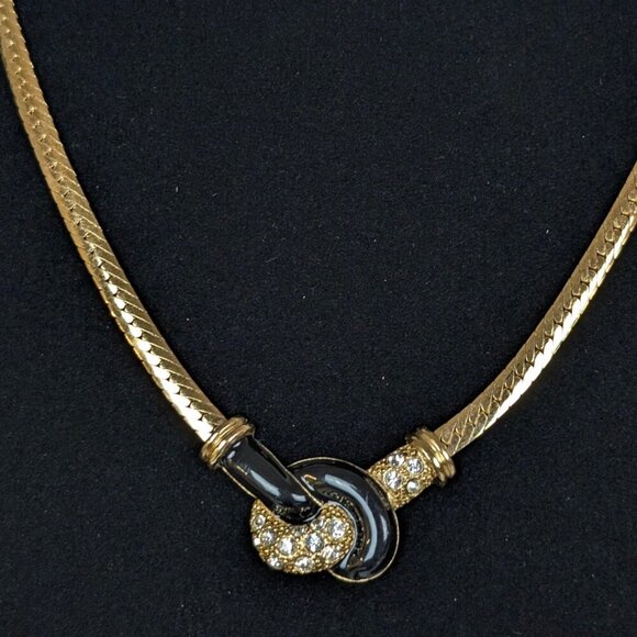 Vintage Avon Enamel & Rhinestone Knot Necklace - Picture 3 of 7